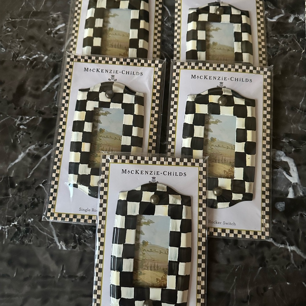 MacKenzie-Childs Black and White Checkered Switch Covers